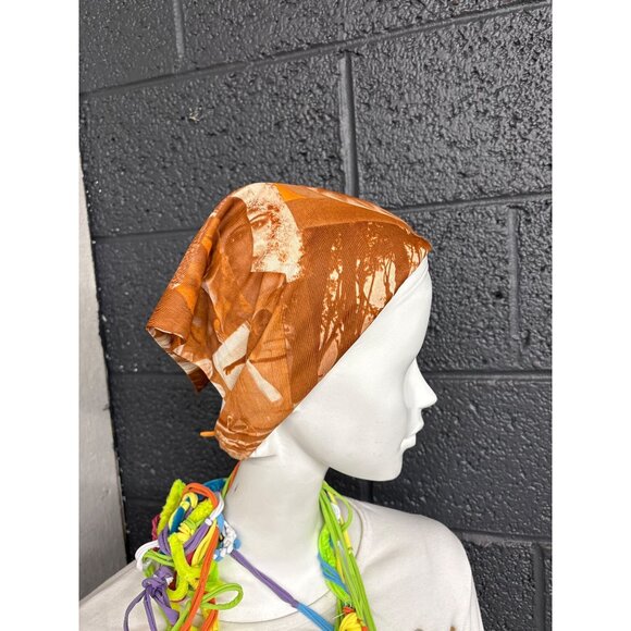 Vintage Art-Inspired Brown & Orange Triangle Scarf - Picture 3 of 4